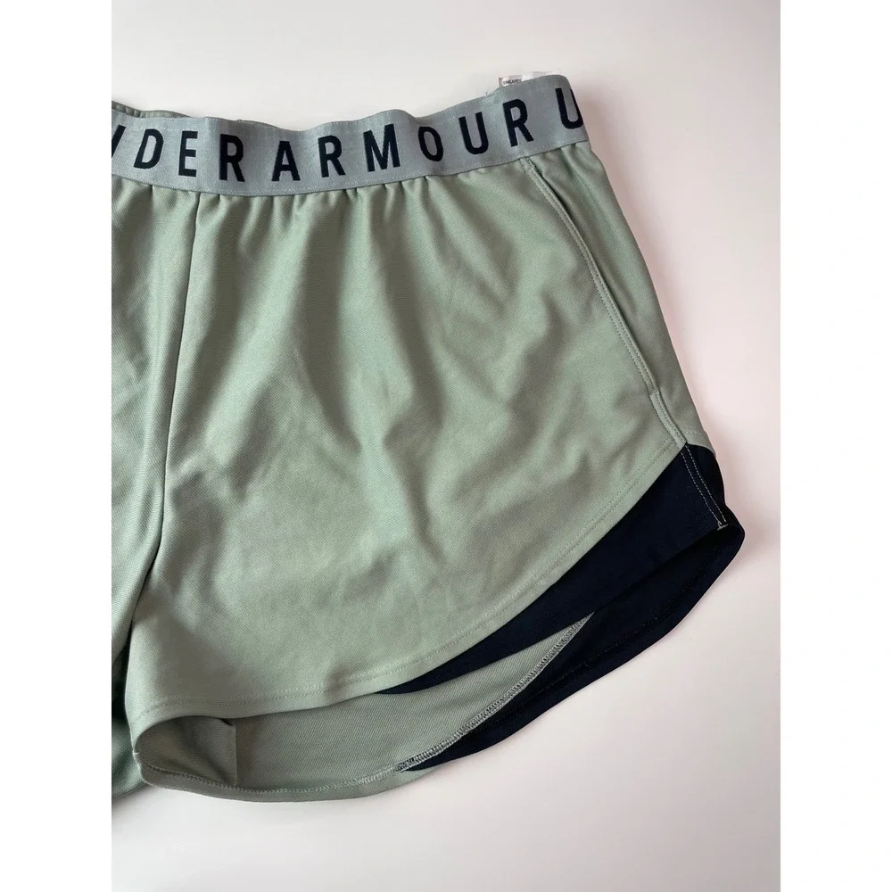 Under Armour HeatGear Shorts Womens XXL Green Black Running Athletic Training - Picture 2 of 10
